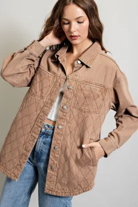 Quilted Button Down Casual Jacket