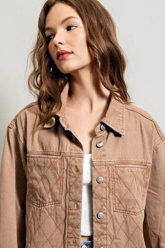 Quilted Button Down Casual Jacket