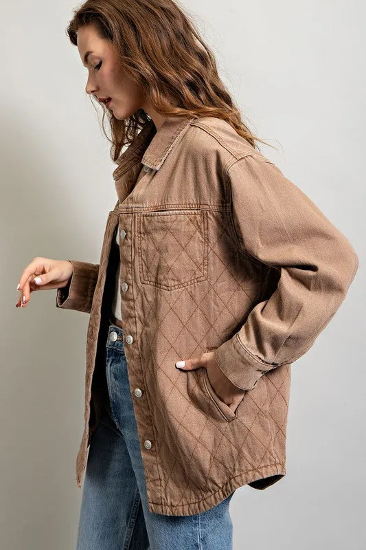 Quilted Button Down Casual Jacket
