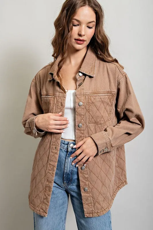 Quilted Button Down Casual Jacket