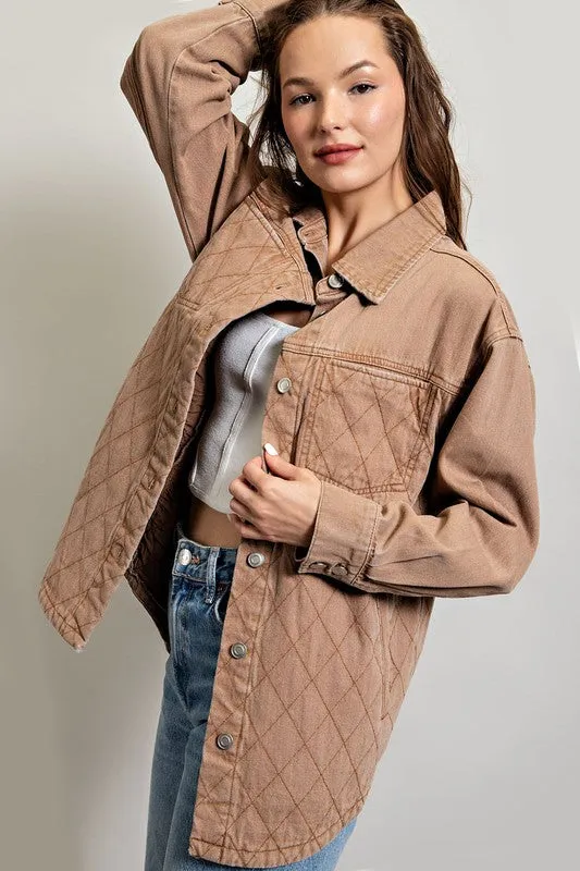 Quilted Button Down Casual Jacket