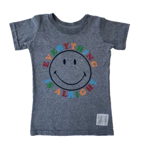 Retro Brand - Everything is Alright Smiley Tee in Heather Grey