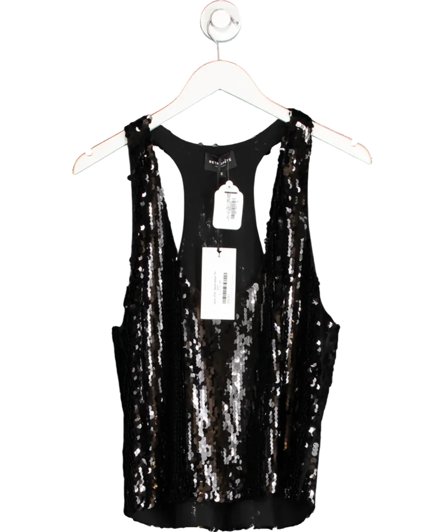 Retrofete Black Mandy Sequin Top UK S
