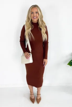 Ribbed Knitted Split Front Midi Dress