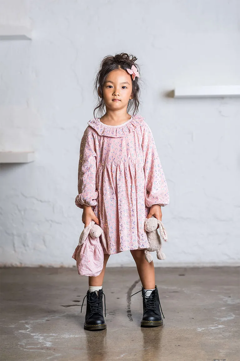 Rock Your Kid Pink Velvet Sequin Dress