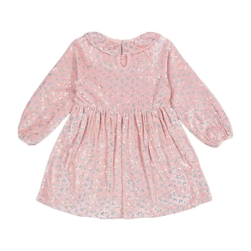 Rock Your Kid Pink Velvet Sequin Dress