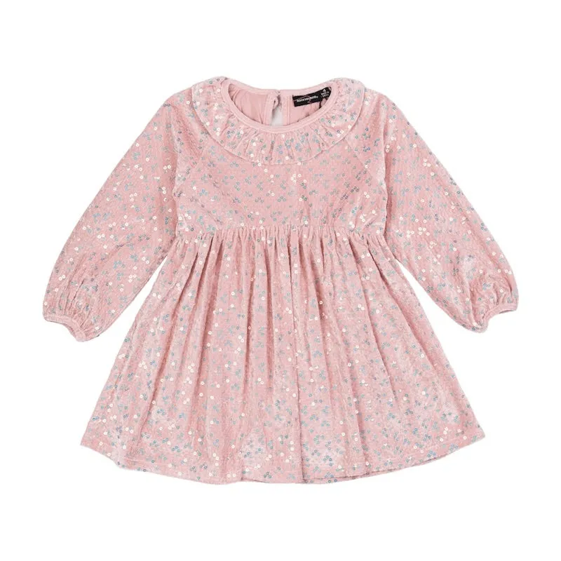 Rock Your Kid Pink Velvet Sequin Dress