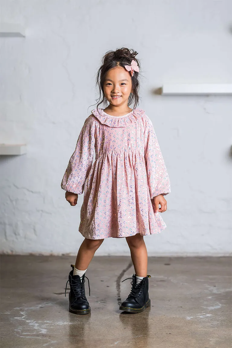 Rock Your Kid Pink Velvet Sequin Dress