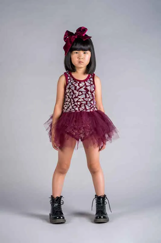 Rock Your Kid Plum Triangle Sequin Leotard