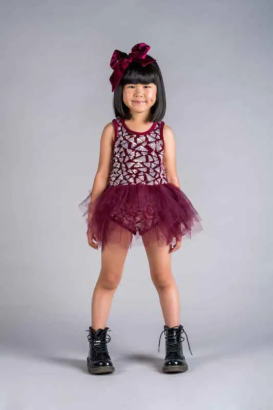 Rock Your Kid Plum Triangle Sequin Leotard