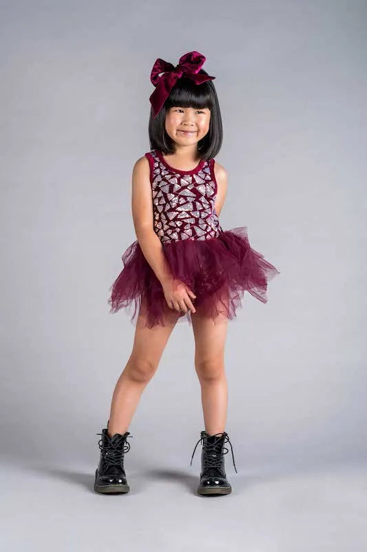 Rock Your Kid Plum Triangle Sequin Leotard