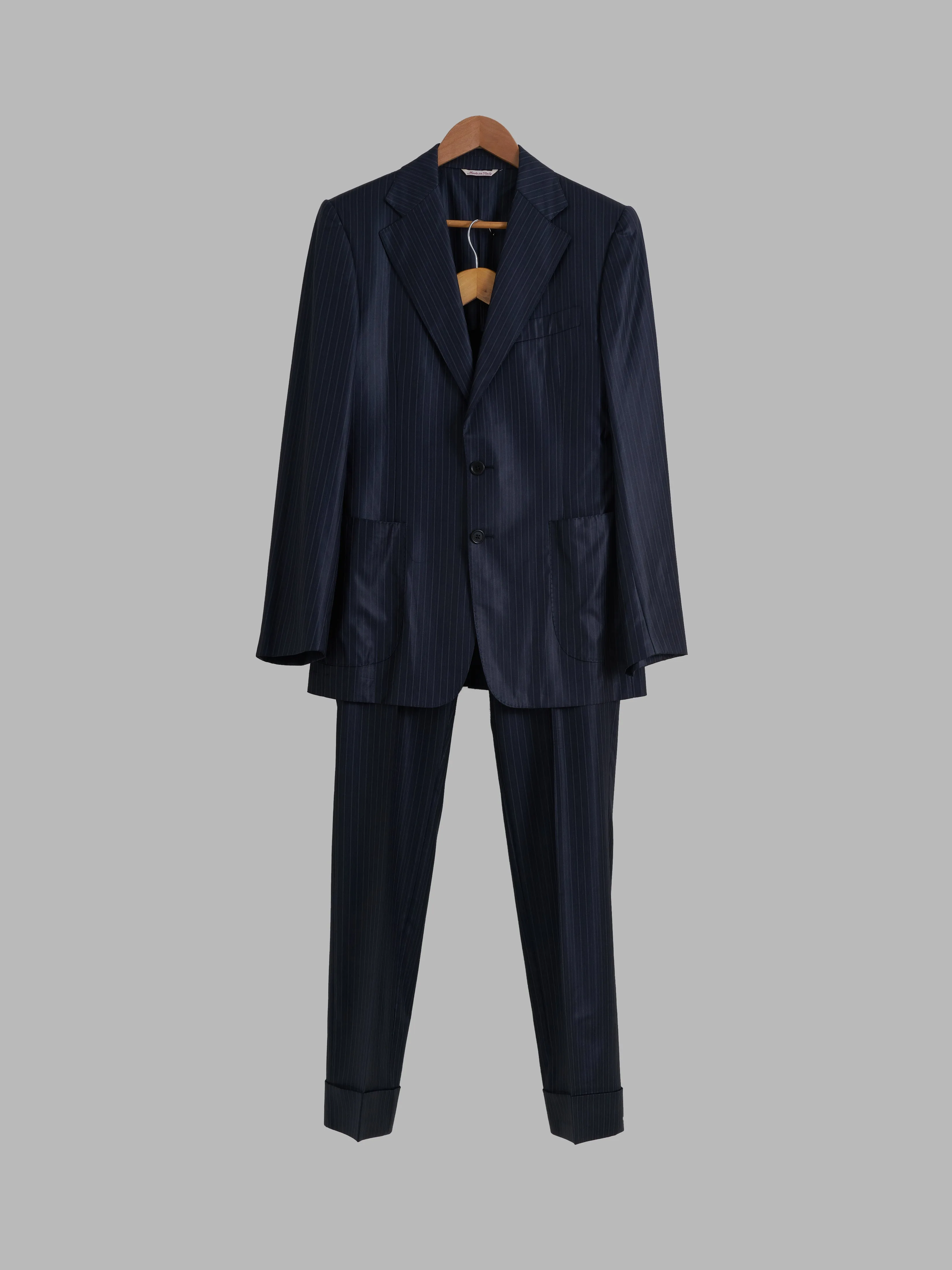 Romeo Gigli glossy striped wool two button trouser suit - mens 46 48