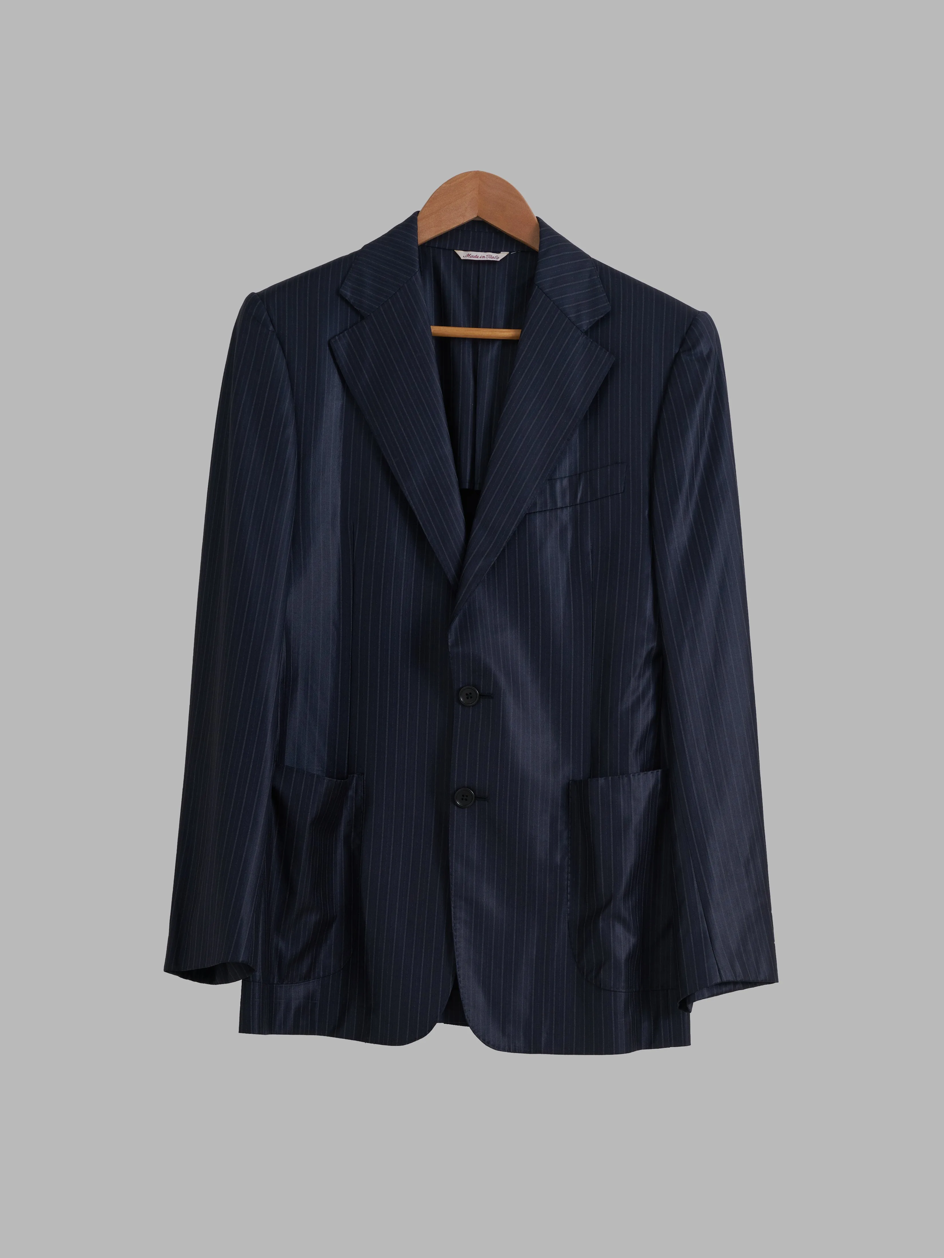 Romeo Gigli glossy striped wool two button trouser suit - mens 46 48