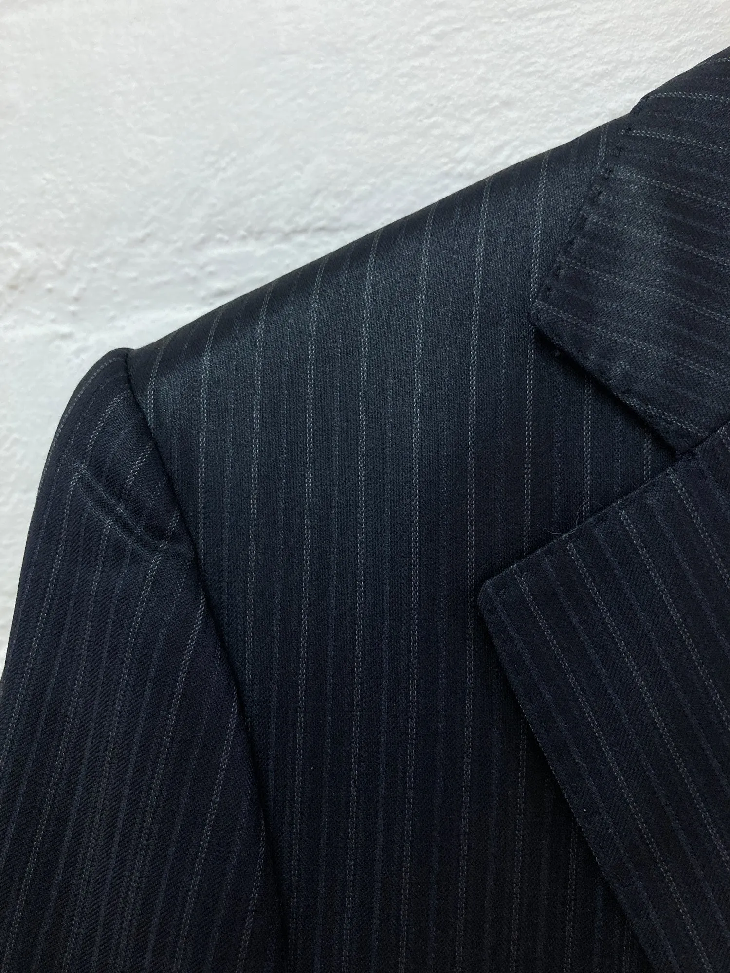 Romeo Gigli glossy striped wool two button trouser suit - mens 46 48