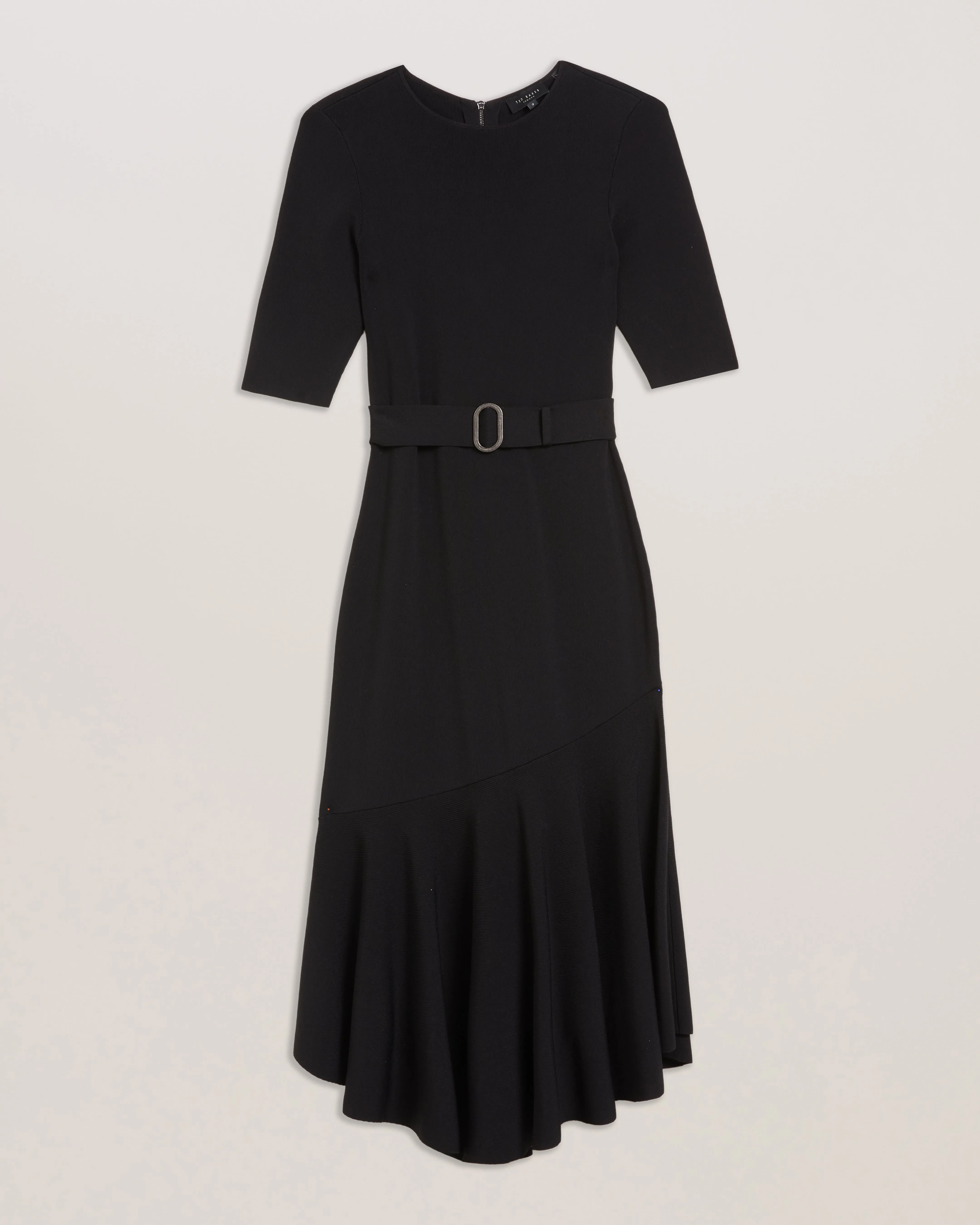 Samalee Knitted Flippy Skirt Midi Dress Black