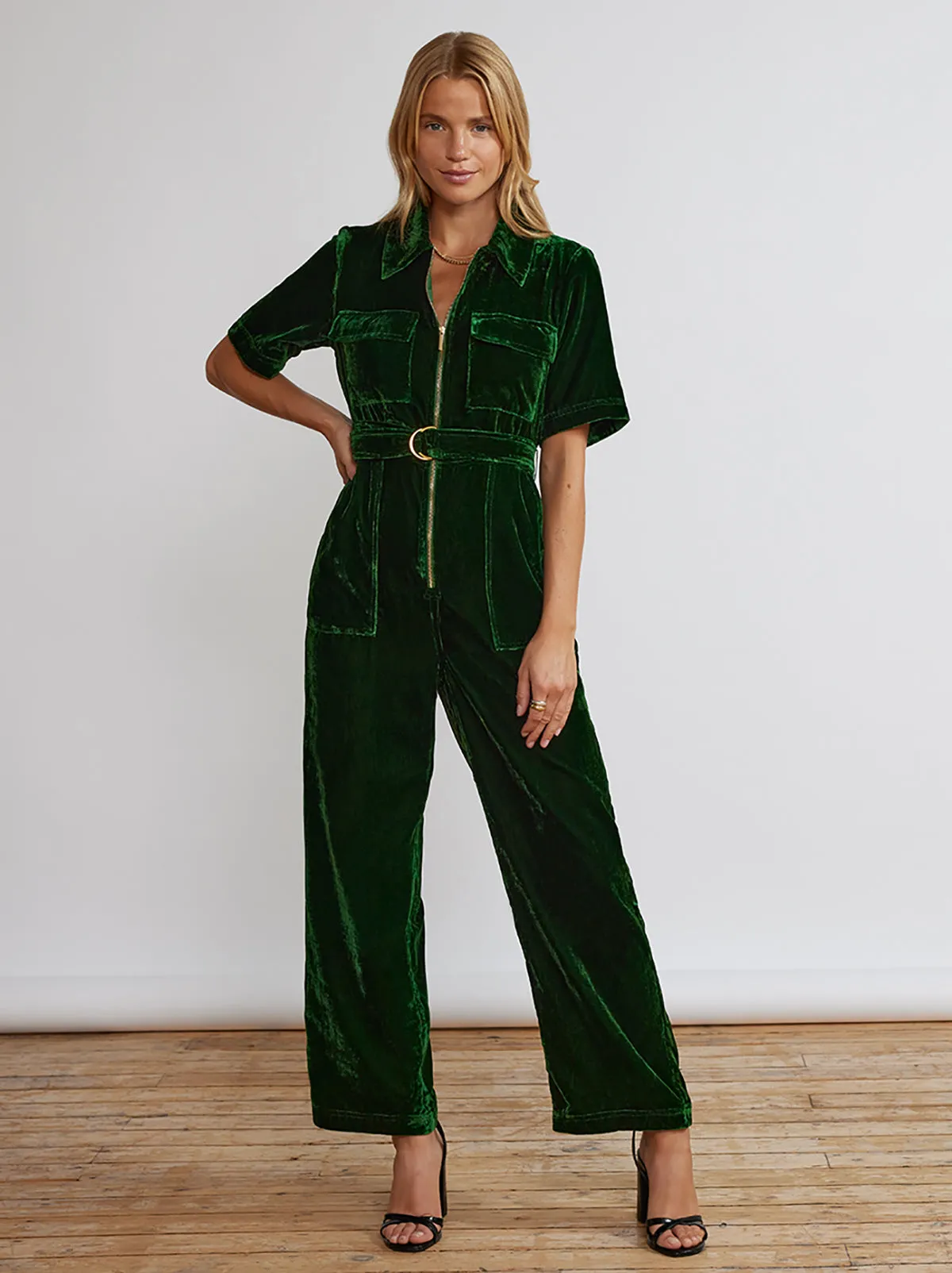 Serena Green Velvet Jumpsuit