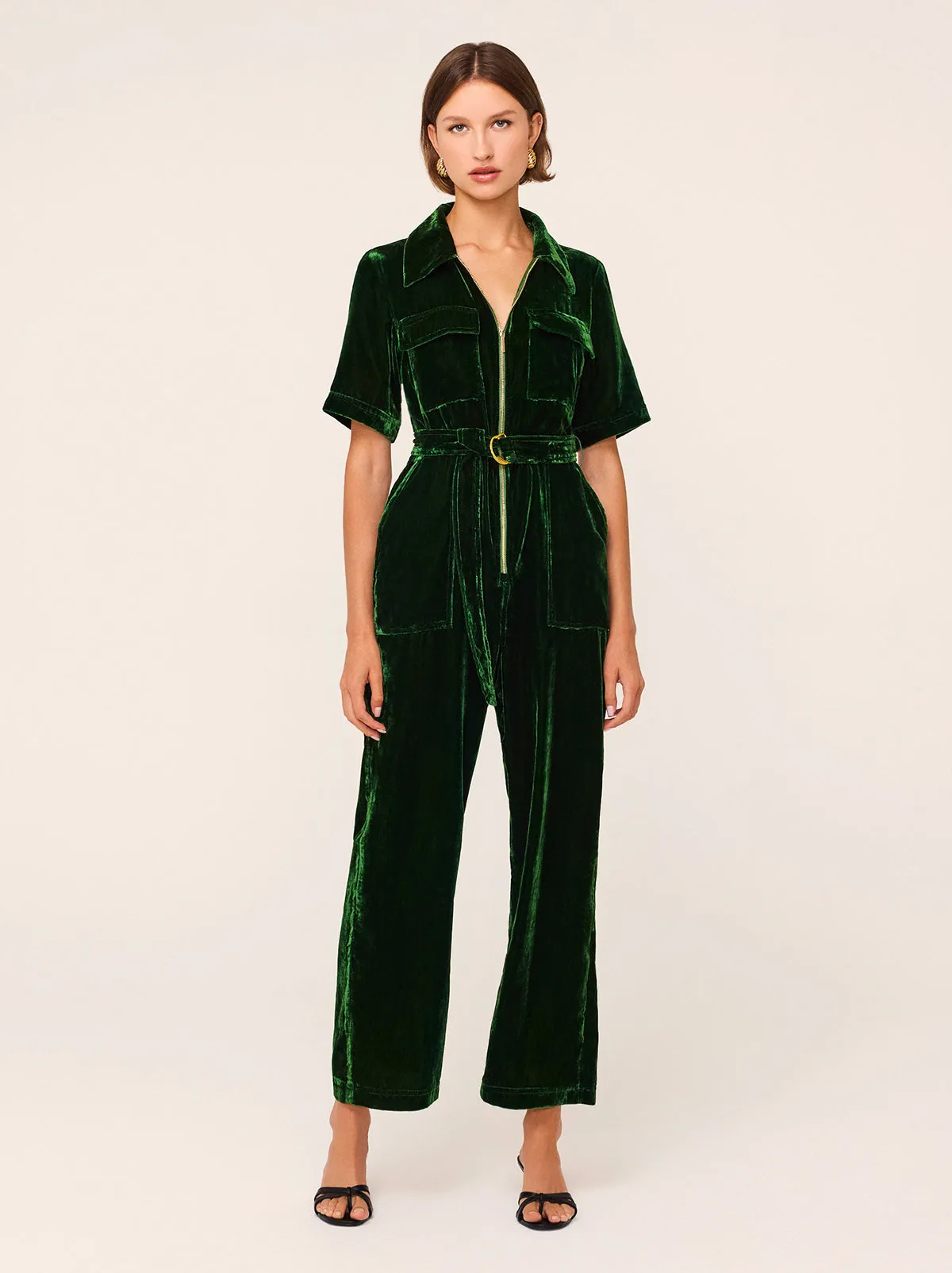 Serena Green Velvet Jumpsuit
