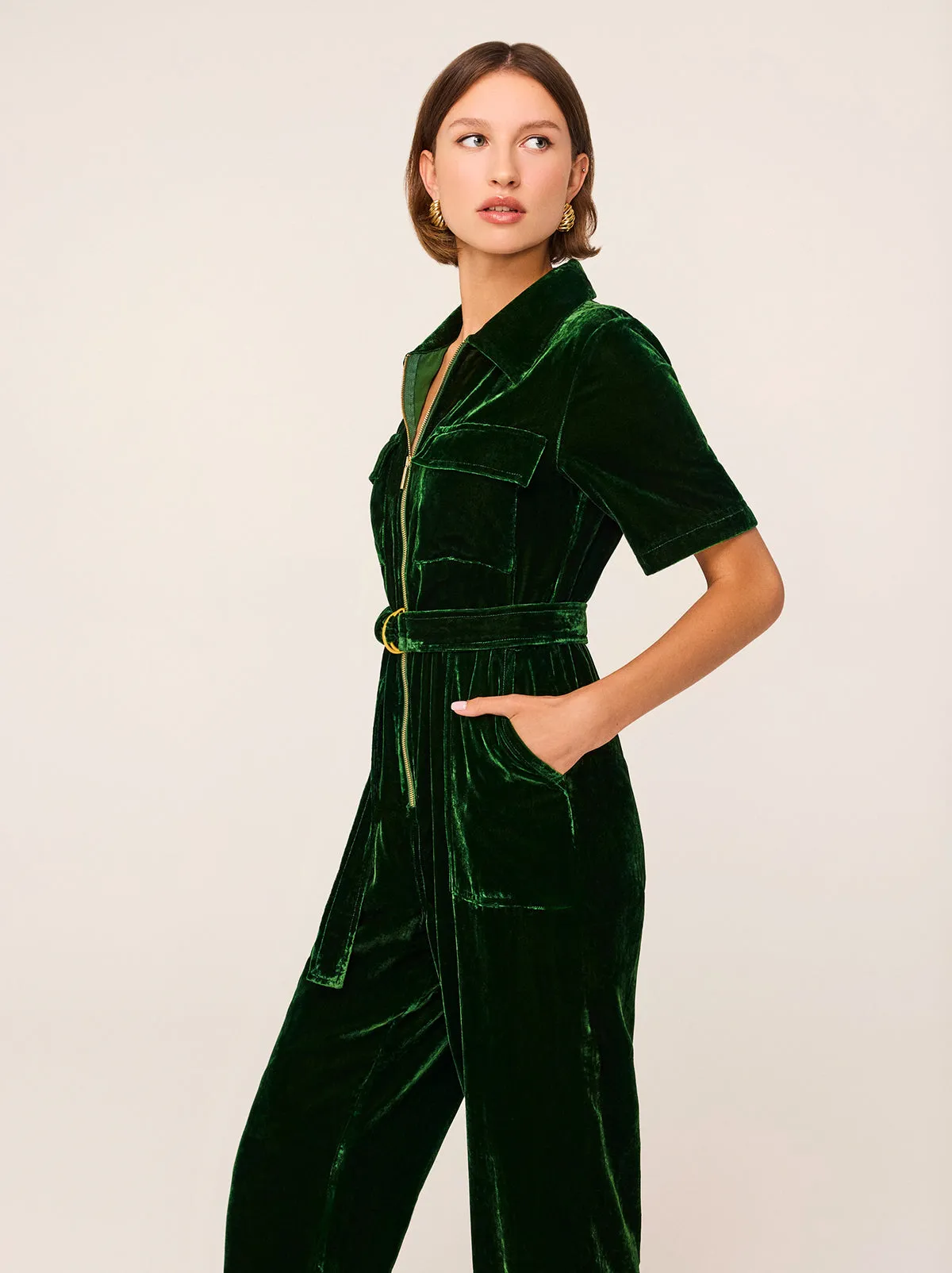Serena Green Velvet Jumpsuit