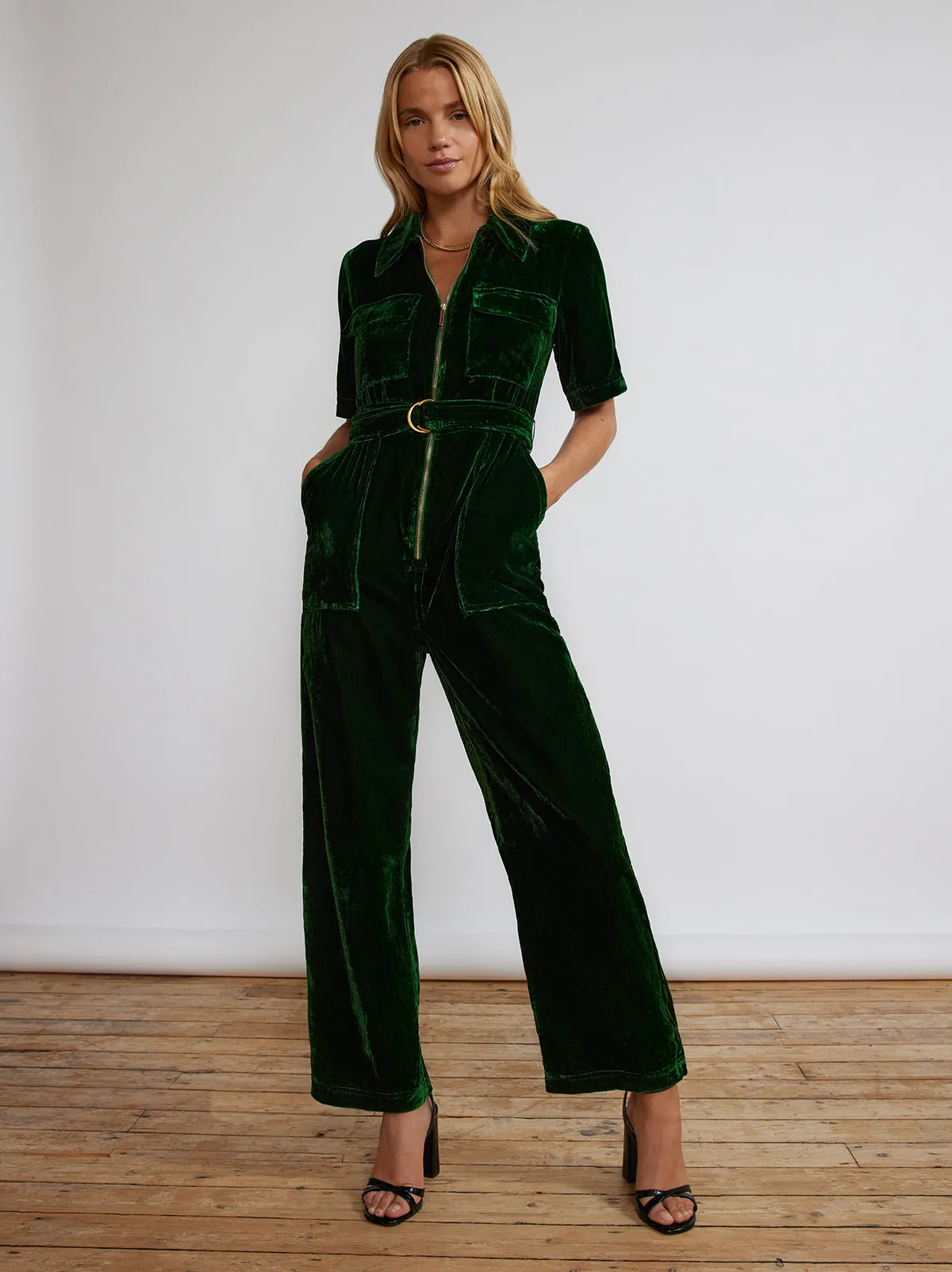 Serena Green Velvet Jumpsuit