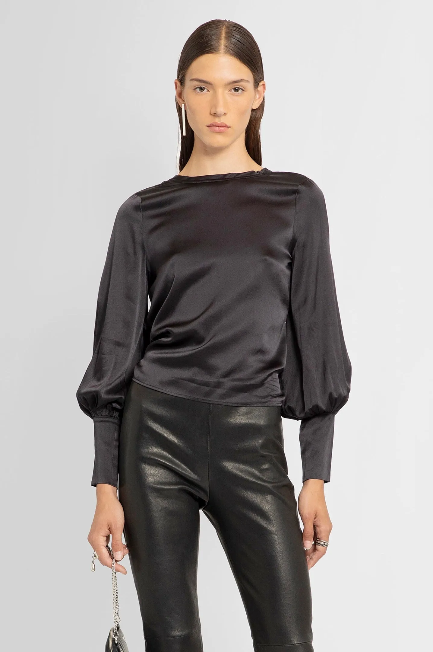 Sexy Back Silk Blouse in Black