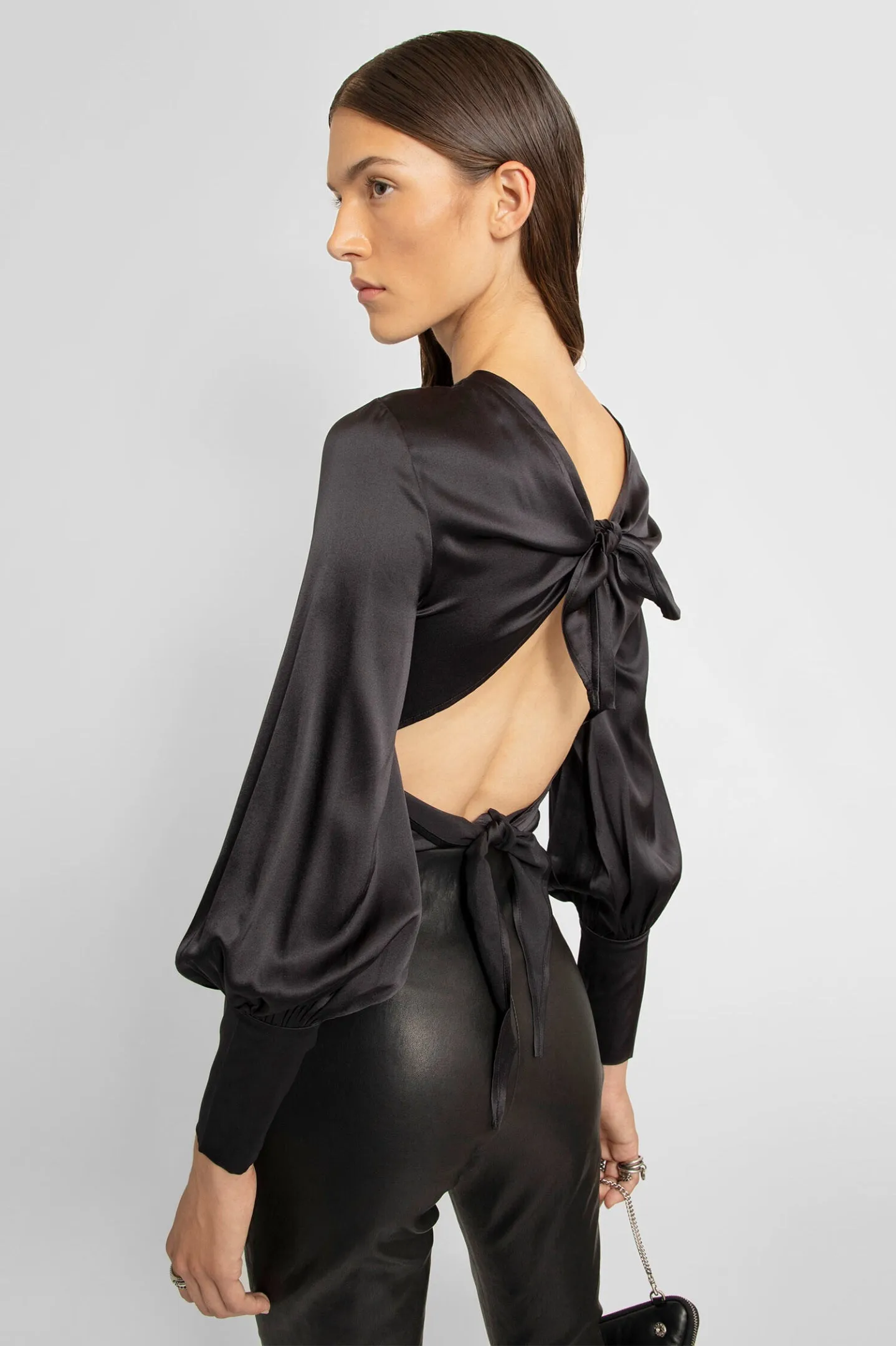Sexy Back Silk Blouse in Black