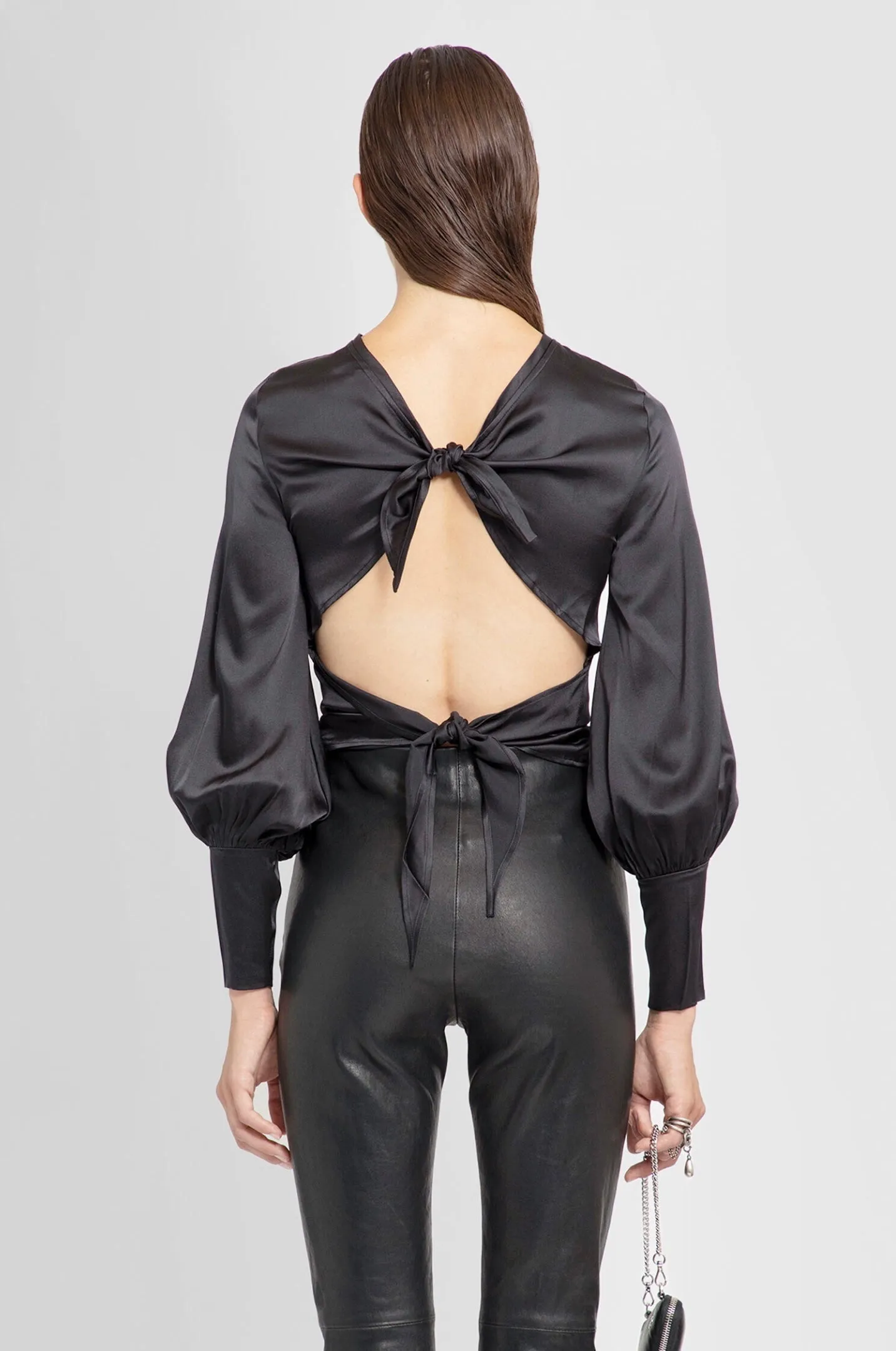 Sexy Back Silk Blouse in Black