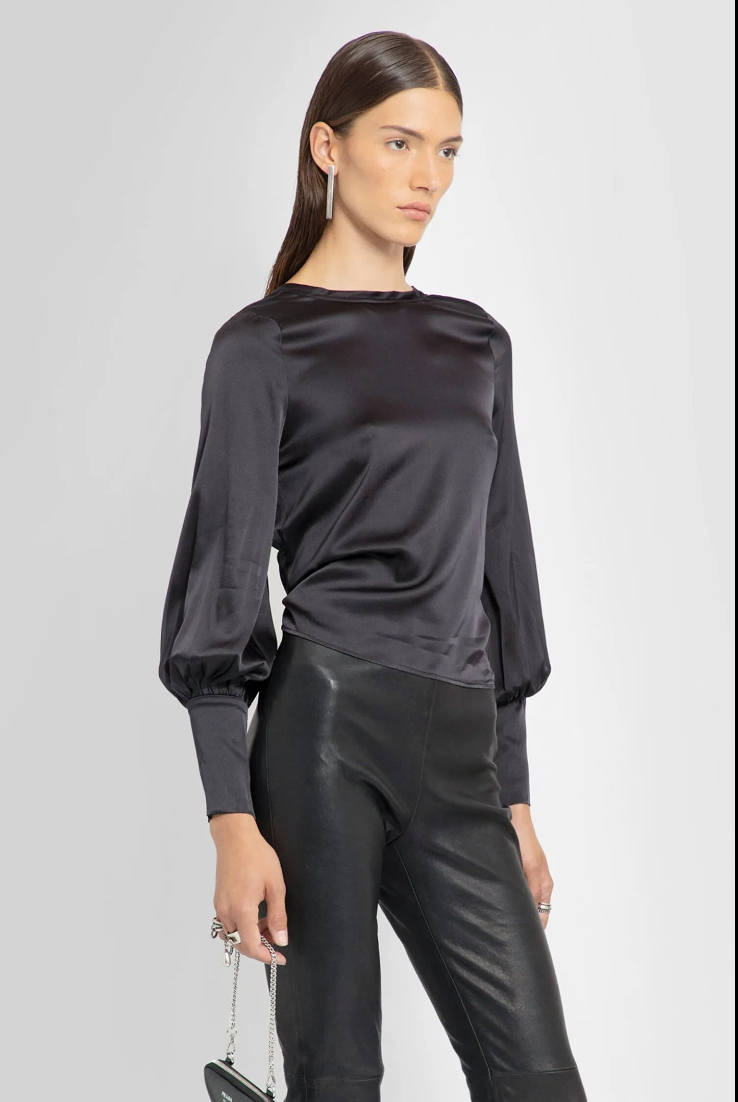 Sexy Back Silk Blouse in Black