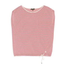 SILK STRIPED WHITE?RED BLOUSE