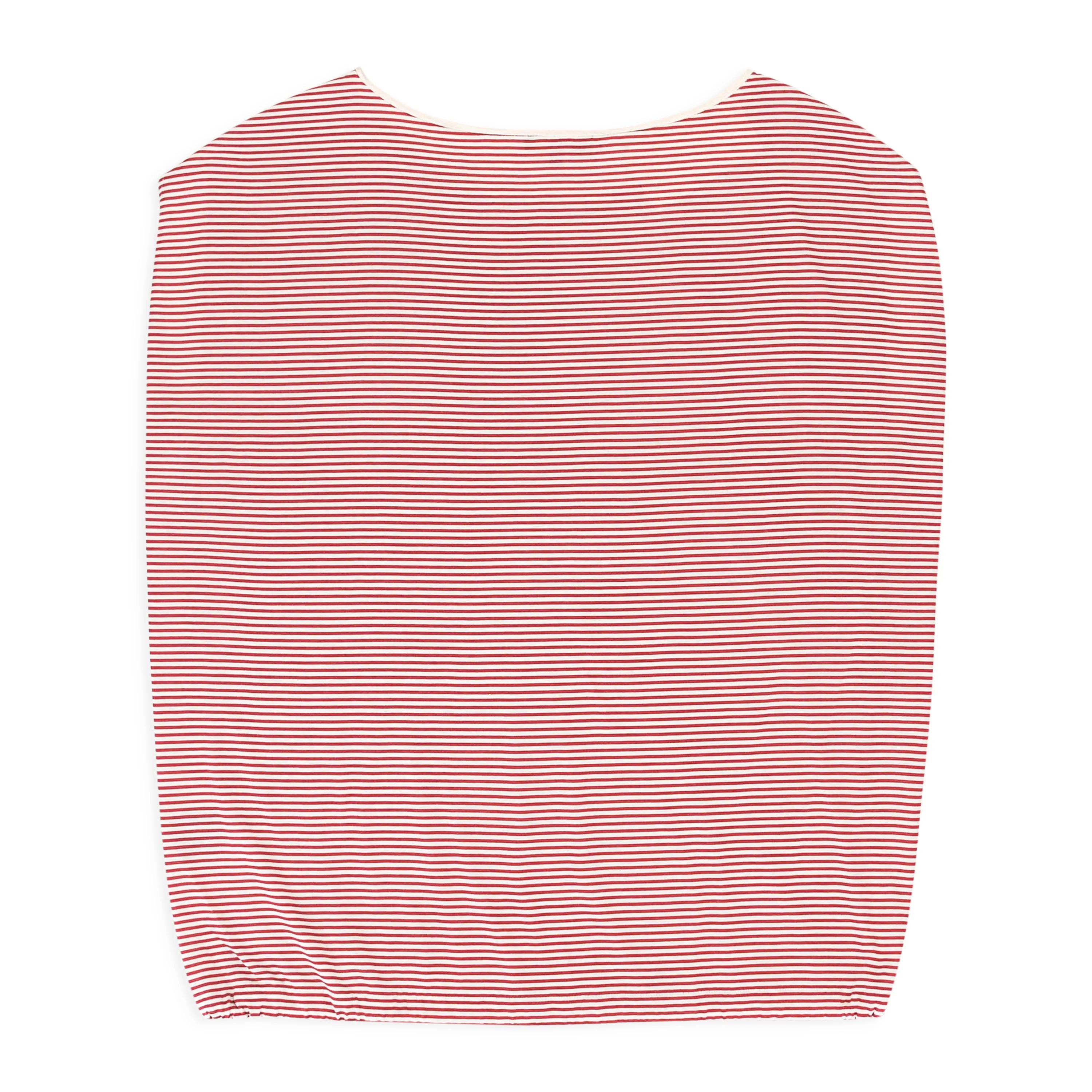 SILK STRIPED WHITE?RED BLOUSE