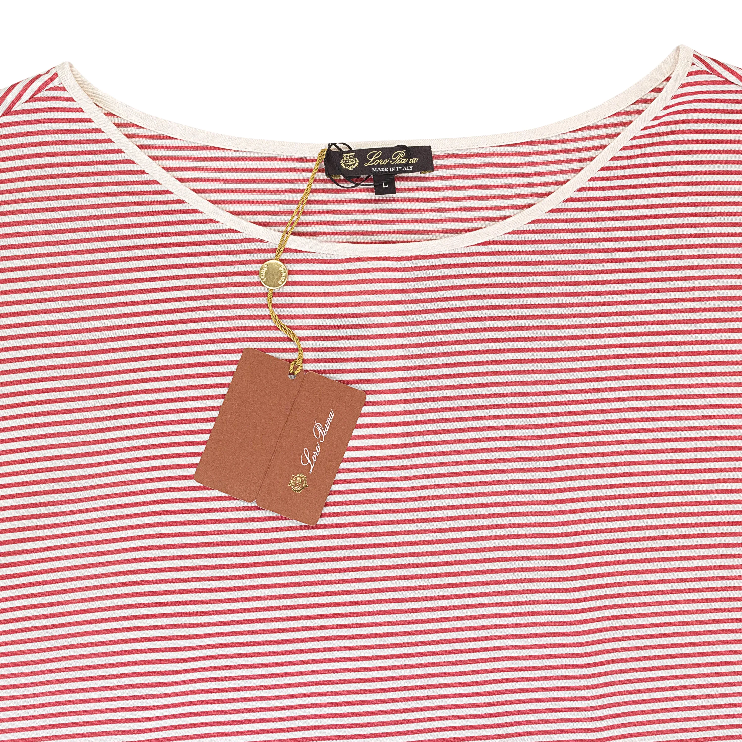 SILK STRIPED WHITE?RED BLOUSE