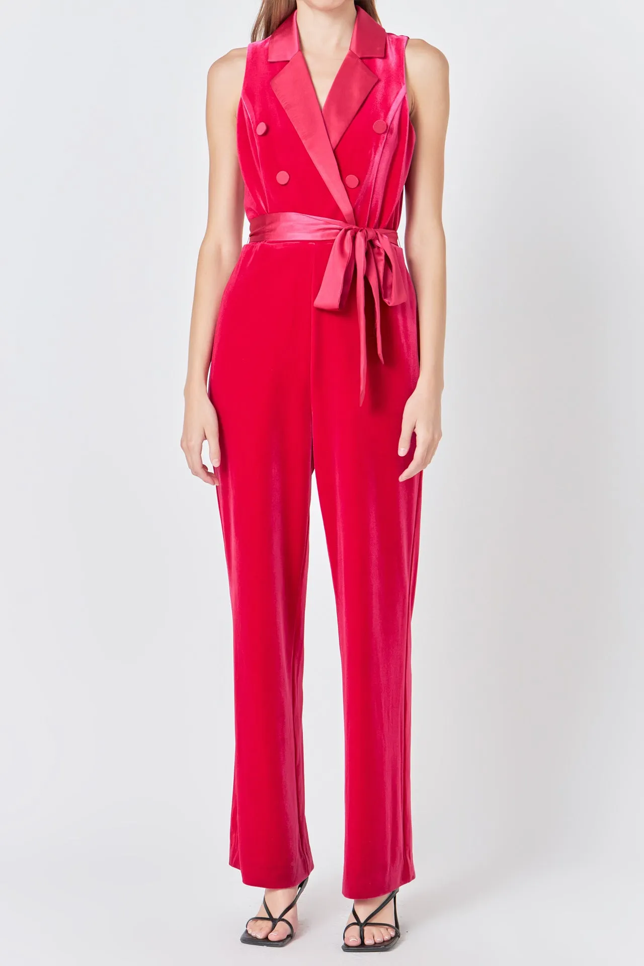 Sleeveless Velvet Jumpsuit