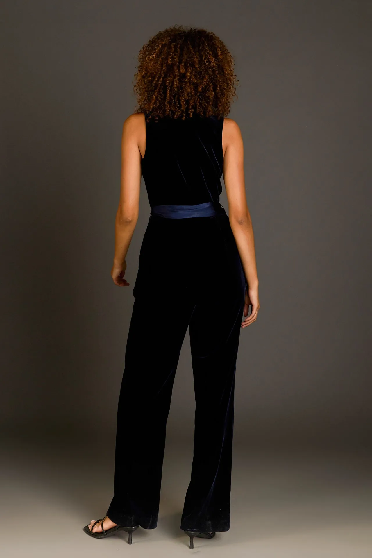 Sleeveless Velvet Jumpsuit