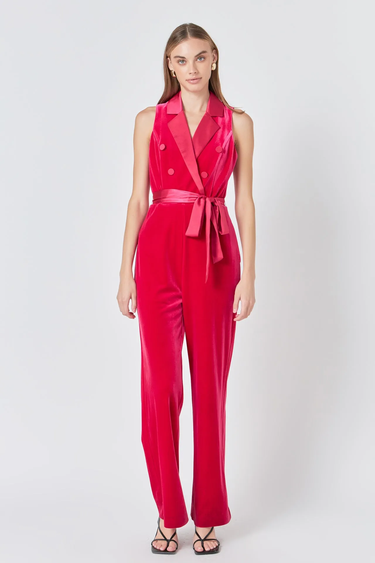Sleeveless Velvet Jumpsuit