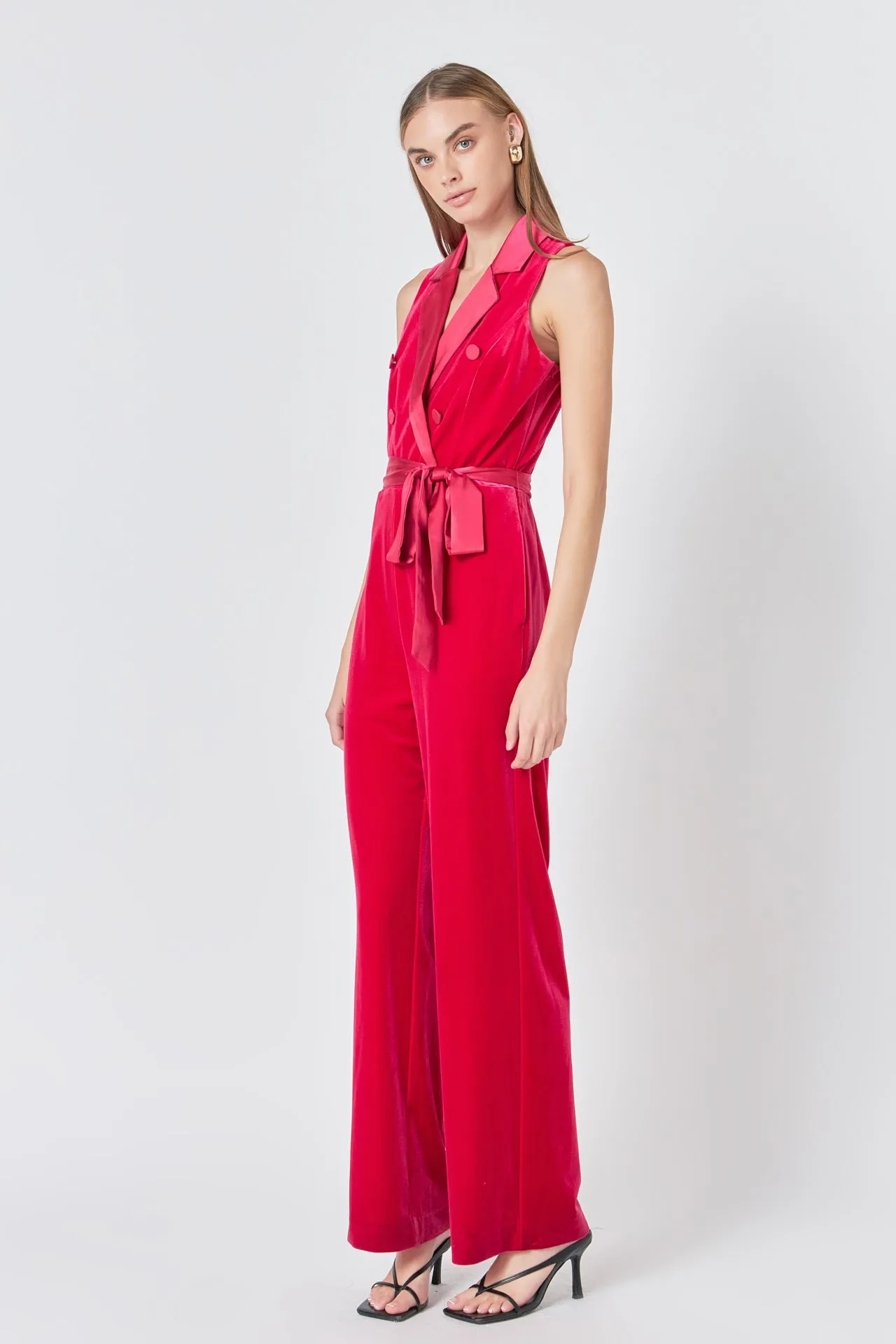 Sleeveless Velvet Jumpsuit