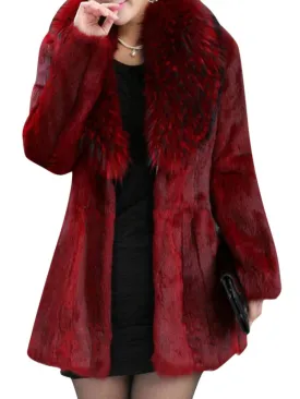 Solid Color Women Faux Fur Coats