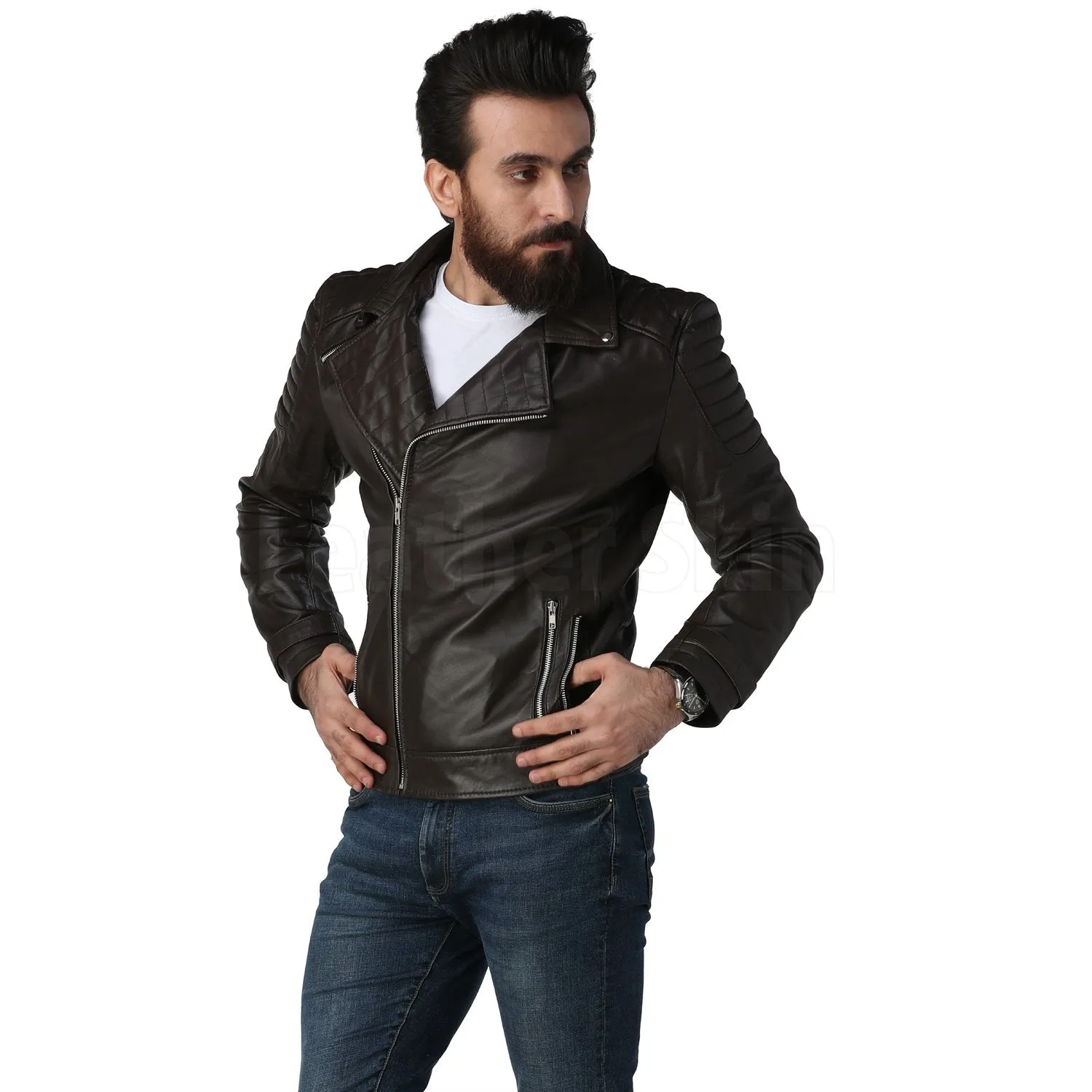 Supremacy Brown Biker Leather Jacket