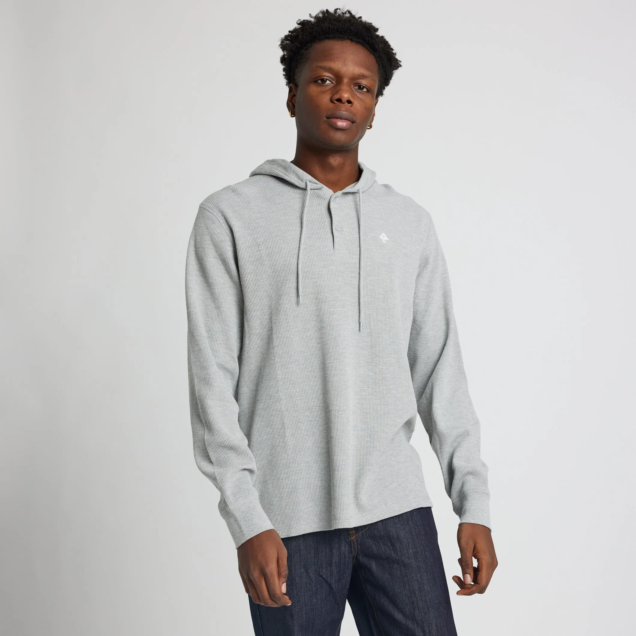 SYCAMORE THERMAL HOODED HENLEY - GREY HEATHER