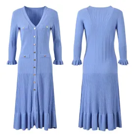Trend4us Knitted Midi Dress with Flounce Details