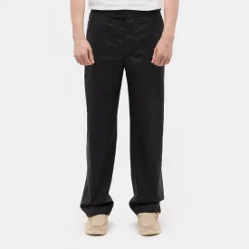 Tropical Wool Side Buckle Trousers in Black