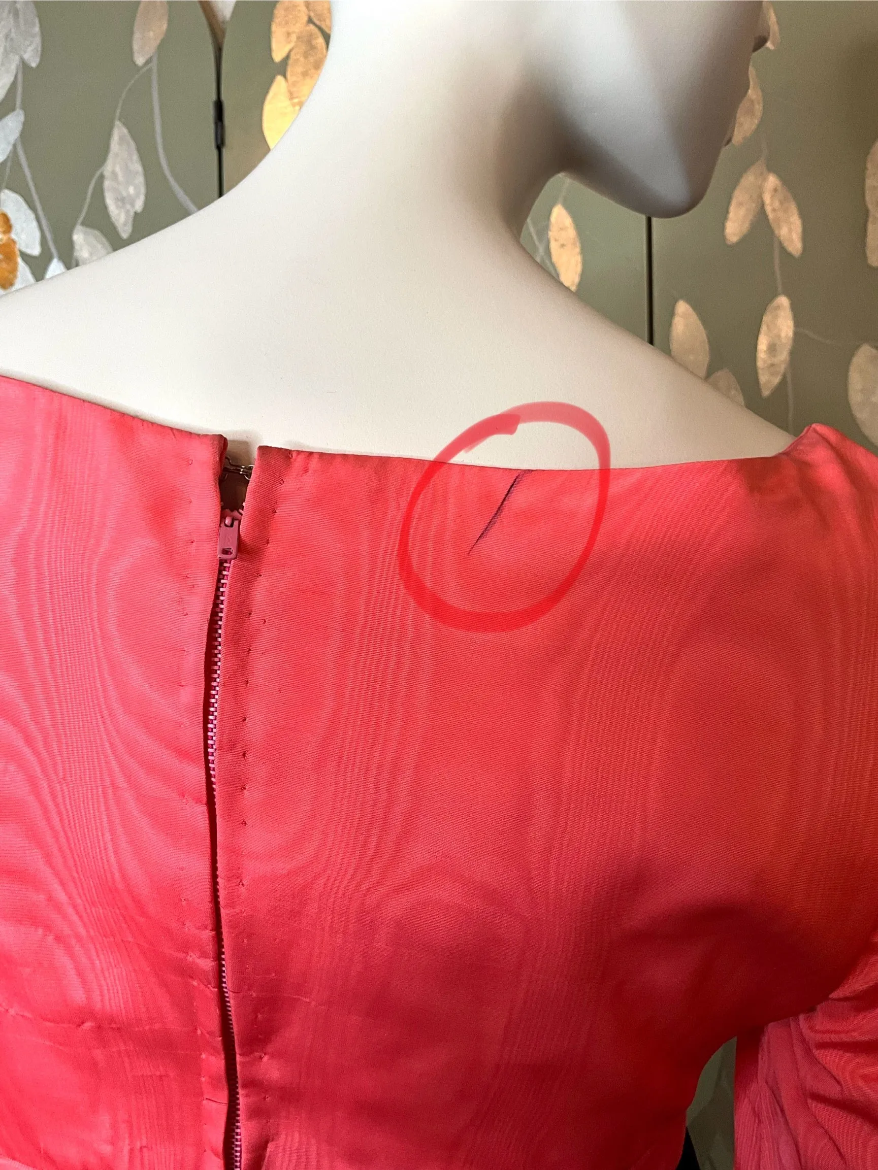 Vintage 1960s Pink Taffeta & Brown Velvet Empire Gown, Small