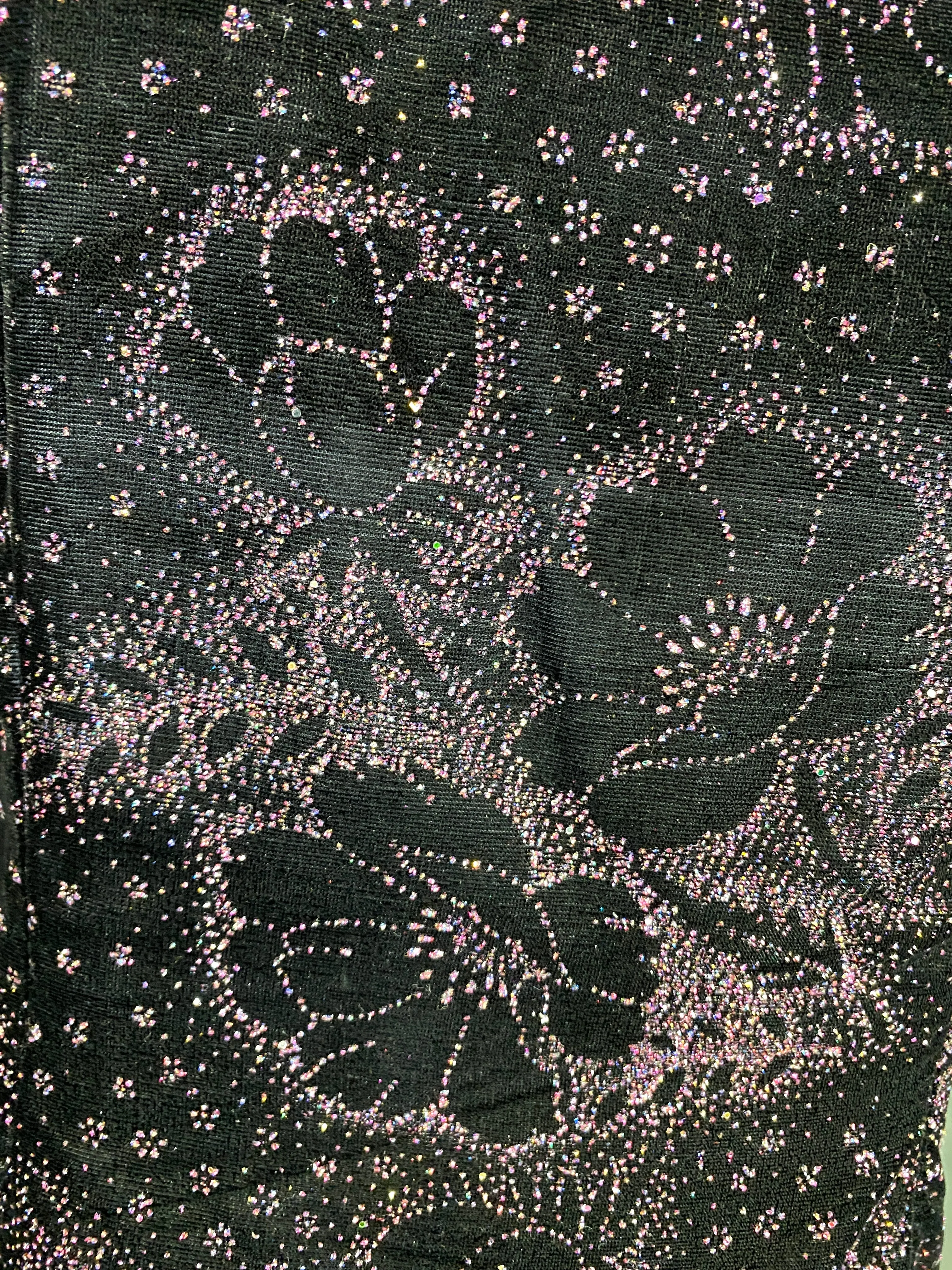 Vintage 1980s Purple Velvet & Taffeta Prom/Party Dress, Floral Sparkle Bodice, S-M