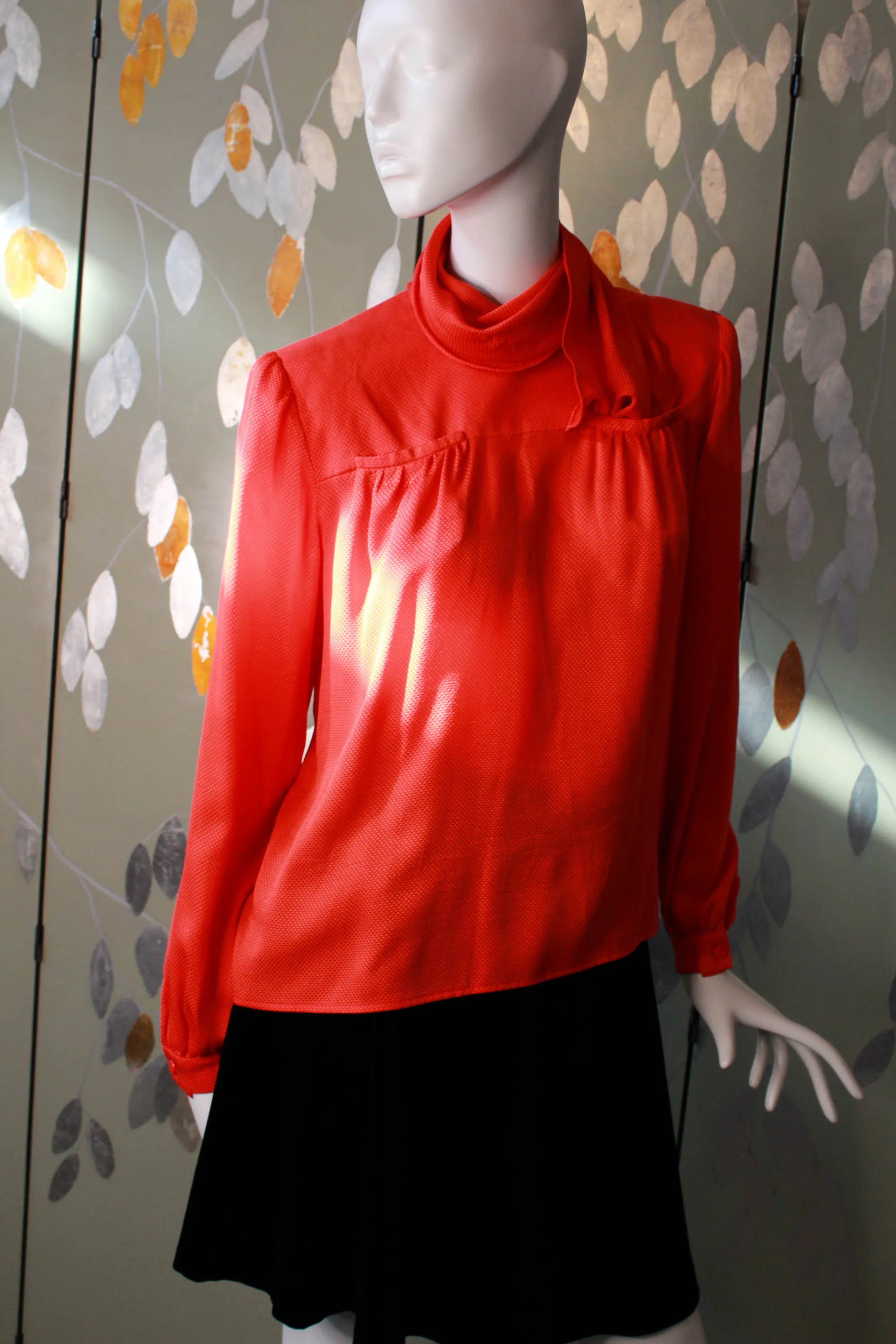 Vintage 1980s Valentino Red Silk Blouse, Large