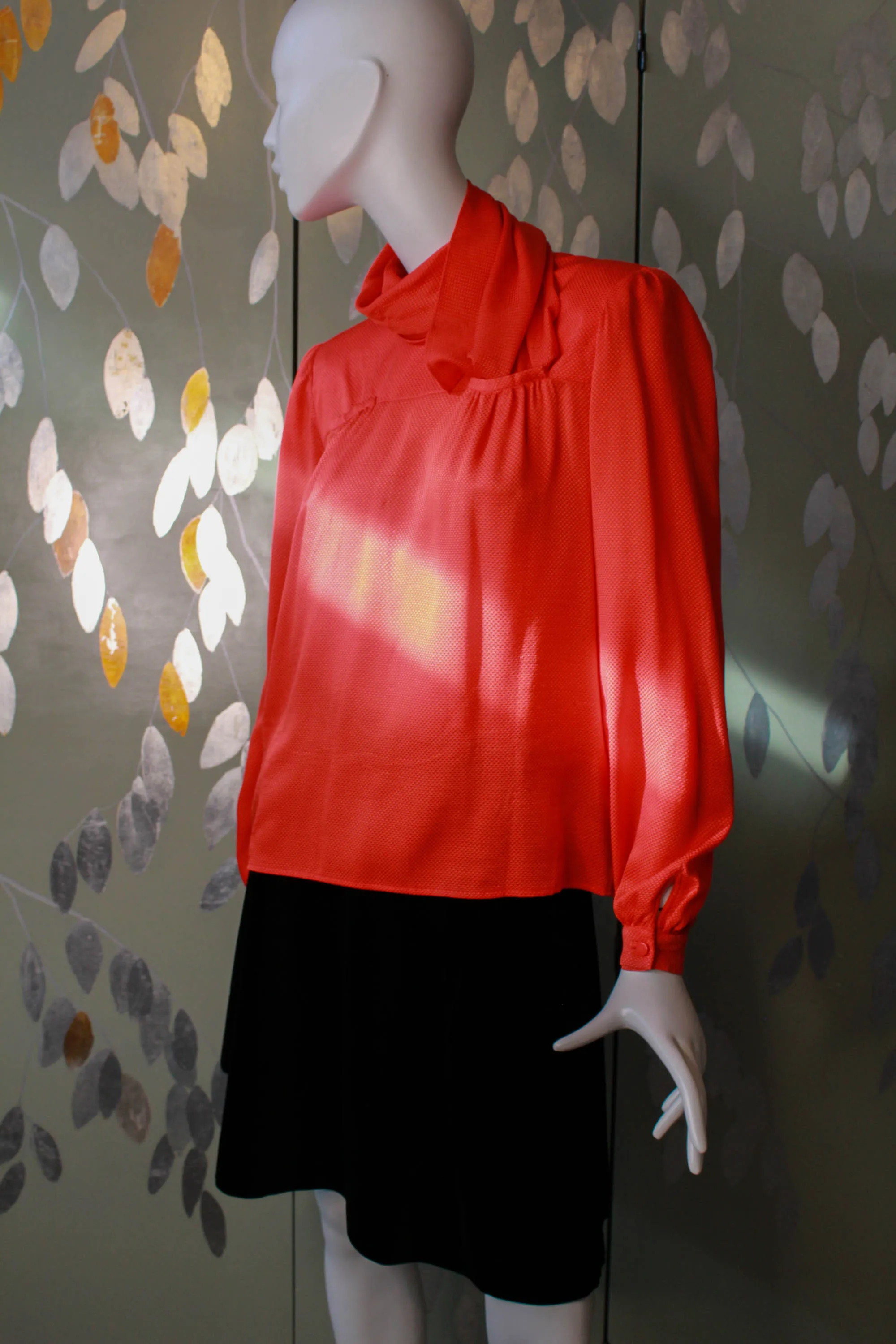 Vintage 1980s Valentino Red Silk Blouse, Large
