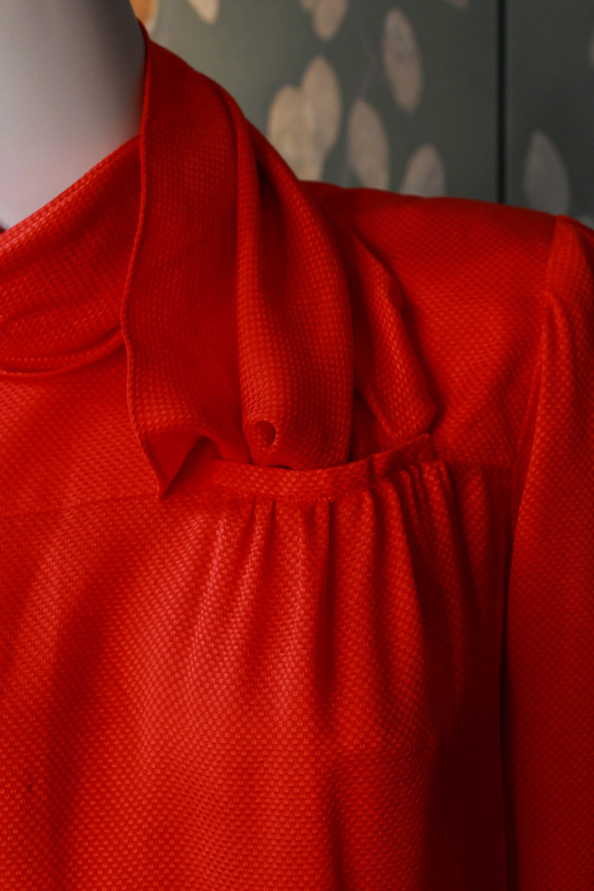 Vintage 1980s Valentino Red Silk Blouse, Large
