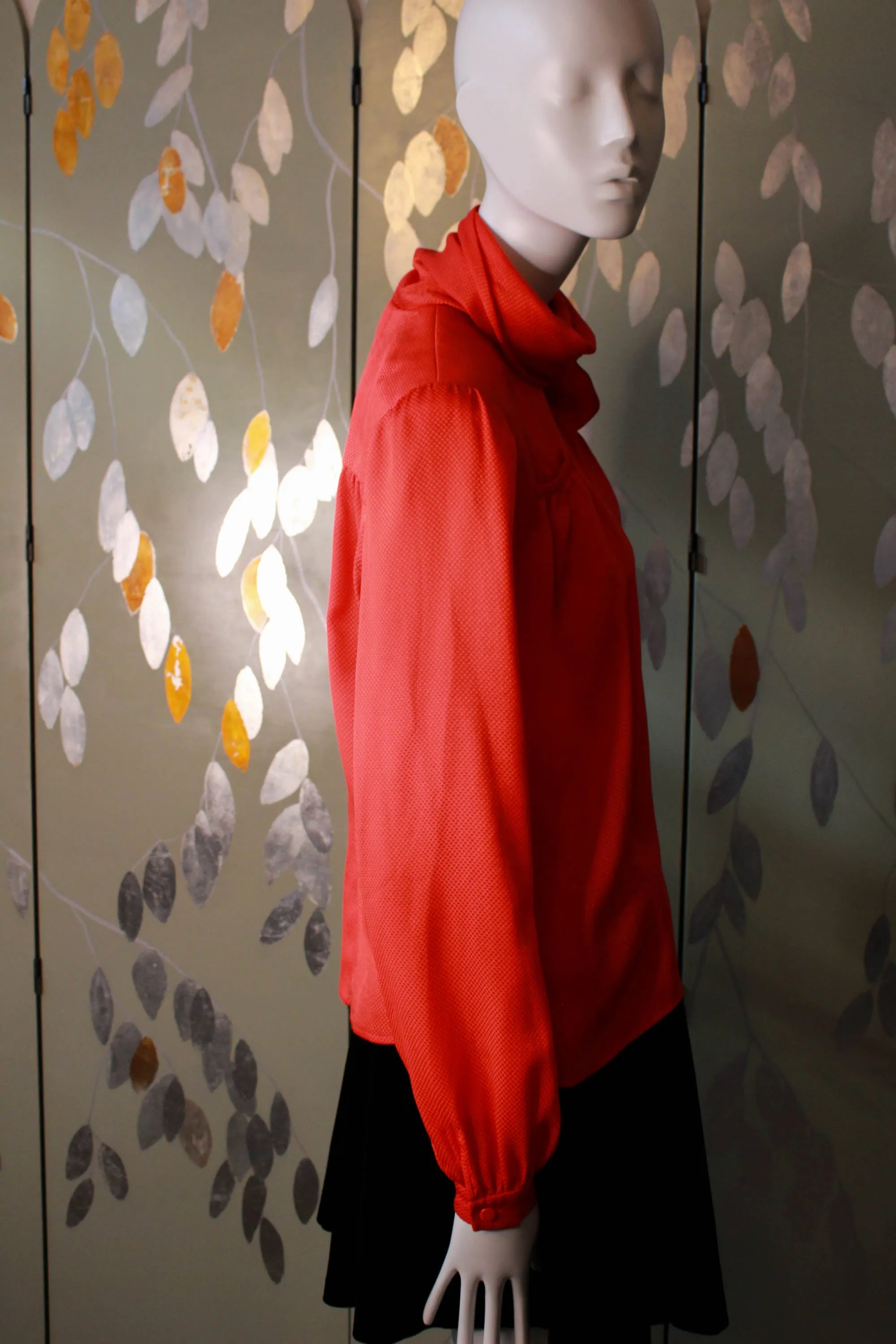 Vintage 1980s Valentino Red Silk Blouse, Large