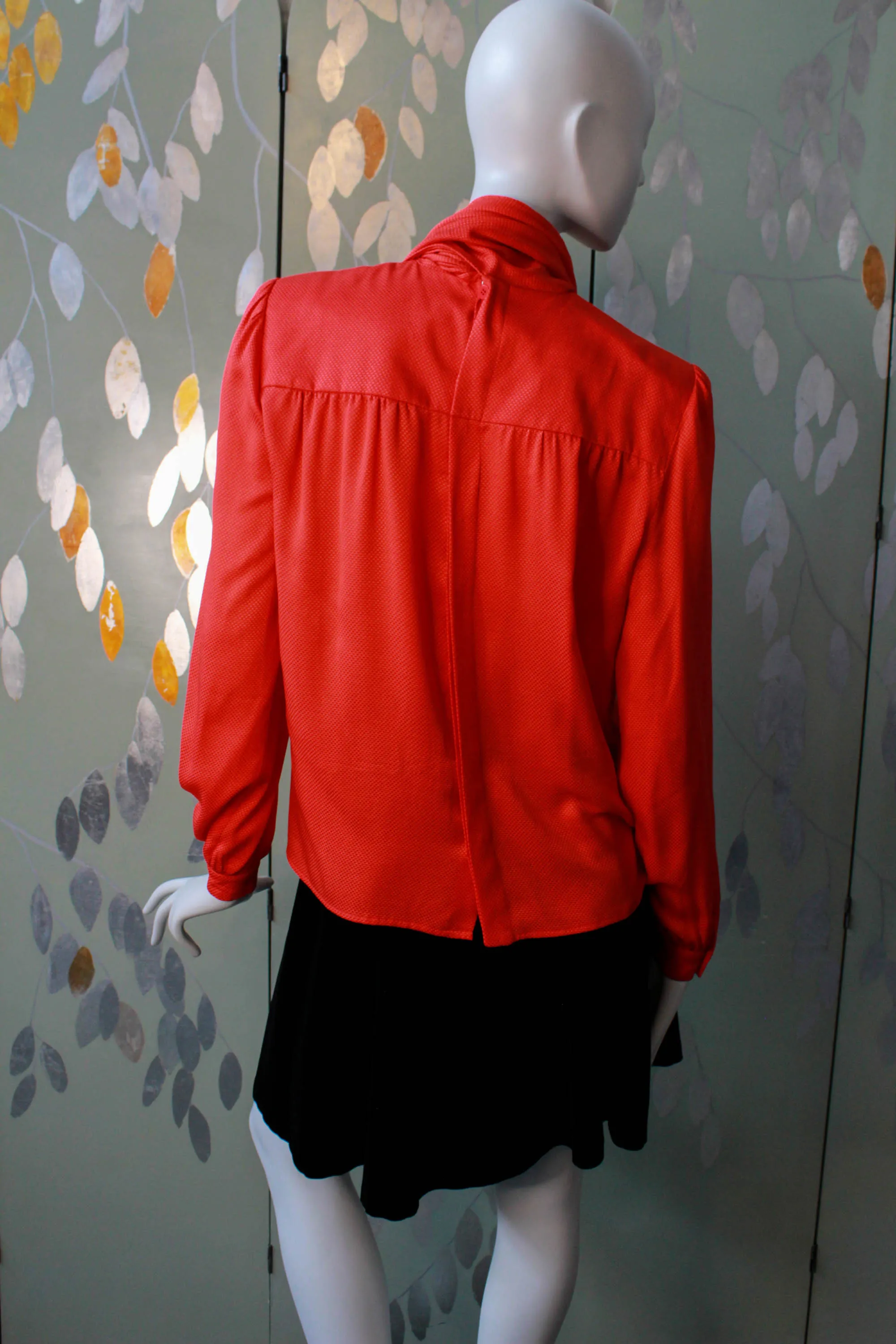 Vintage 1980s Valentino Red Silk Blouse, Large