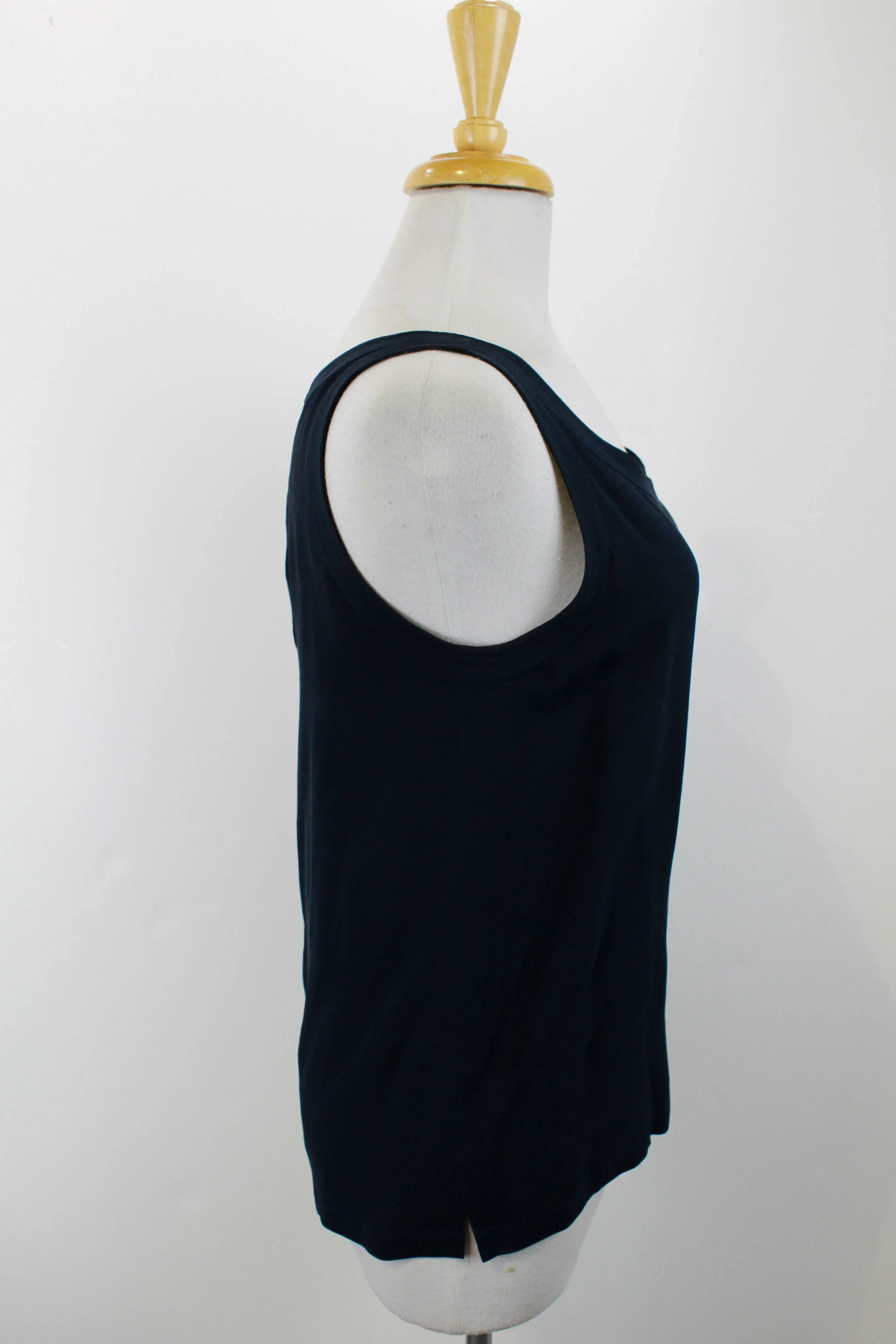 Vintage 1990s Chanel Navy Blue Silk Tank Top, Medium