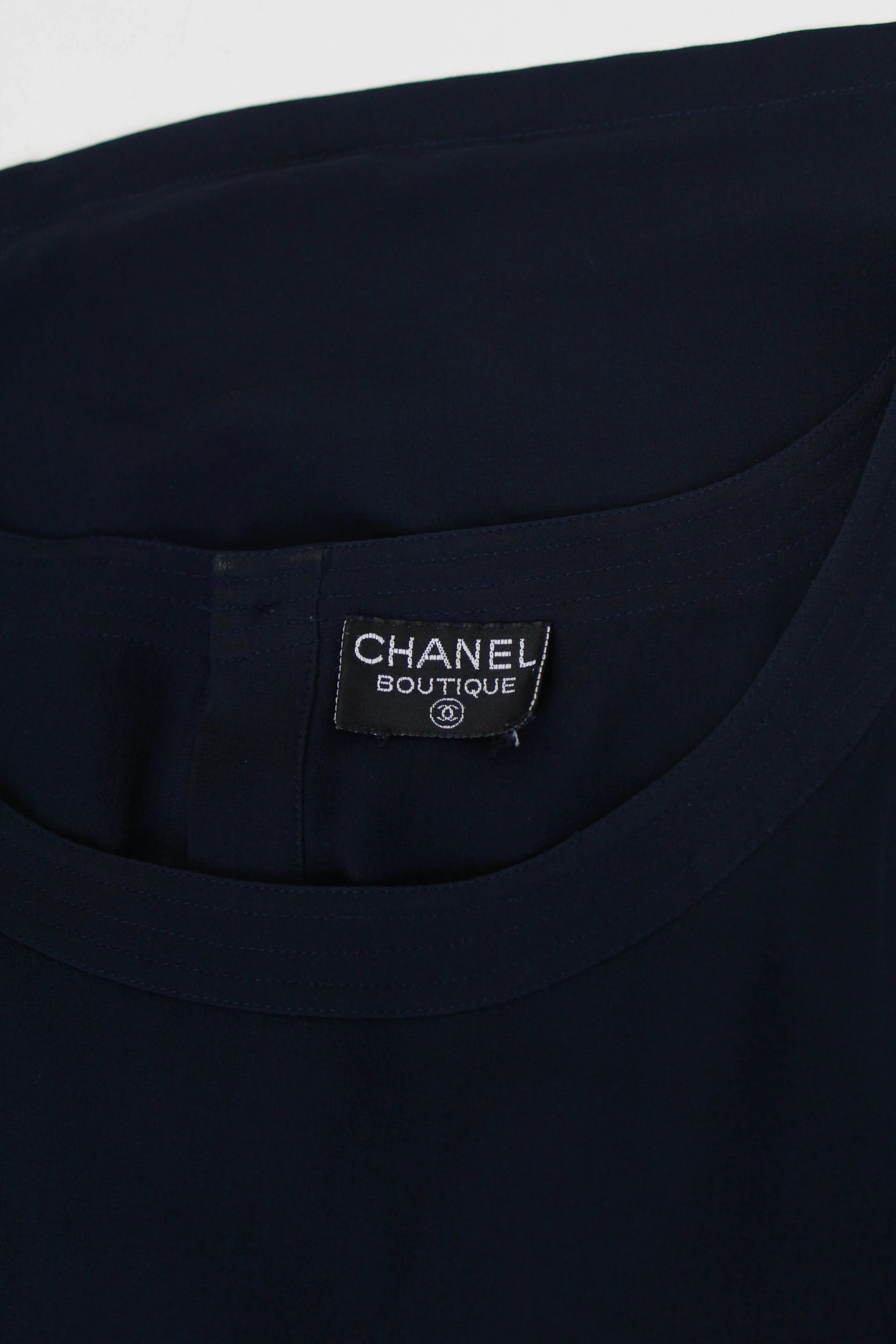 Vintage 1990s Chanel Navy Blue Silk Tank Top, Medium