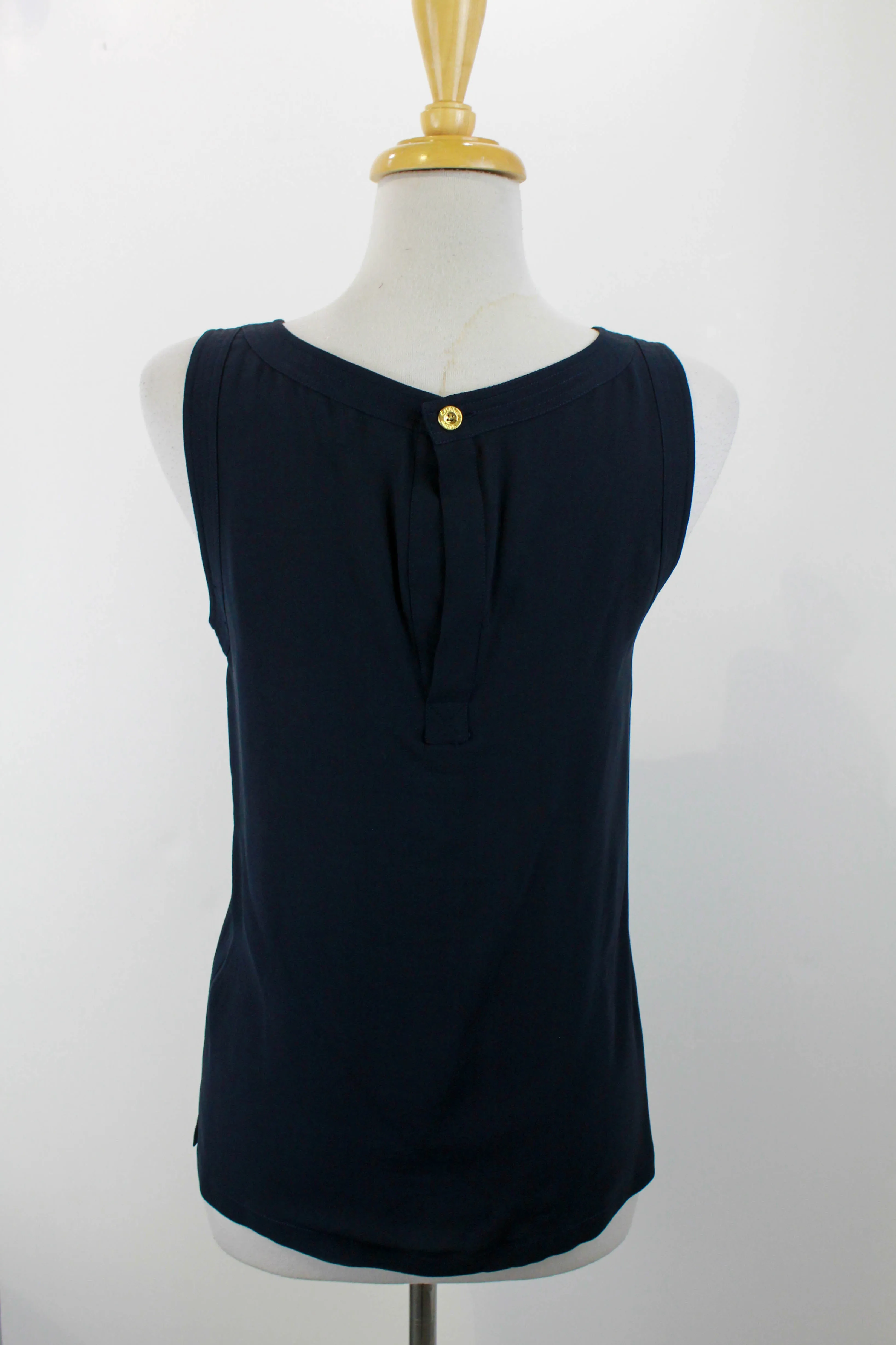 Vintage 1990s Chanel Navy Blue Silk Tank Top, Medium