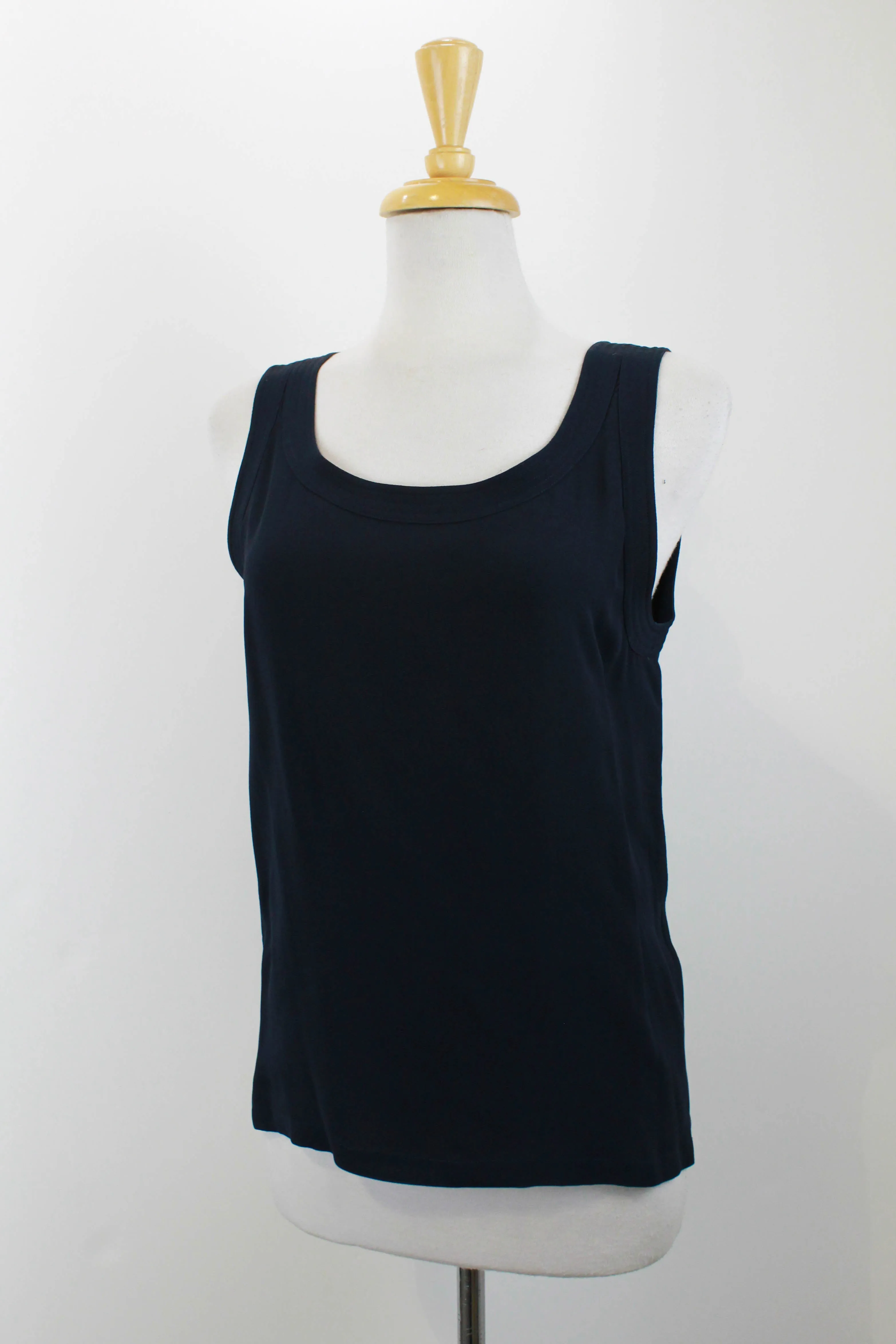Vintage 1990s Chanel Navy Blue Silk Tank Top, Medium